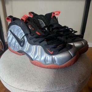 Nike Men's Foamposite Sneakers - Black, Silver, and Red